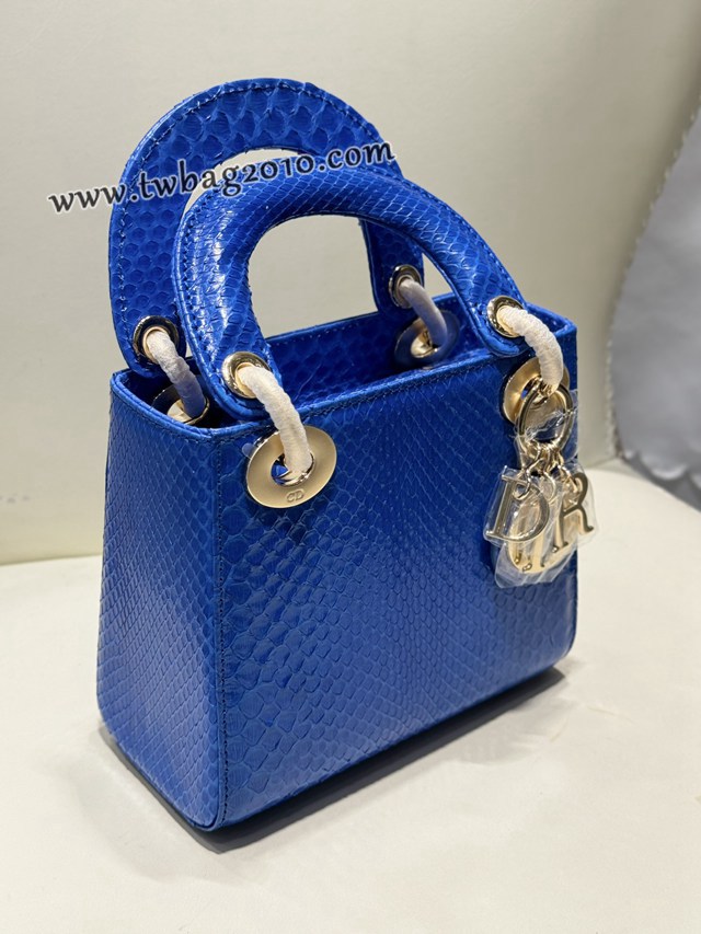 Dior专柜新款Lady女包迪奥高仿原单蟒蛇皮Ladymini三格戴妃手提单肩包 djfk1554